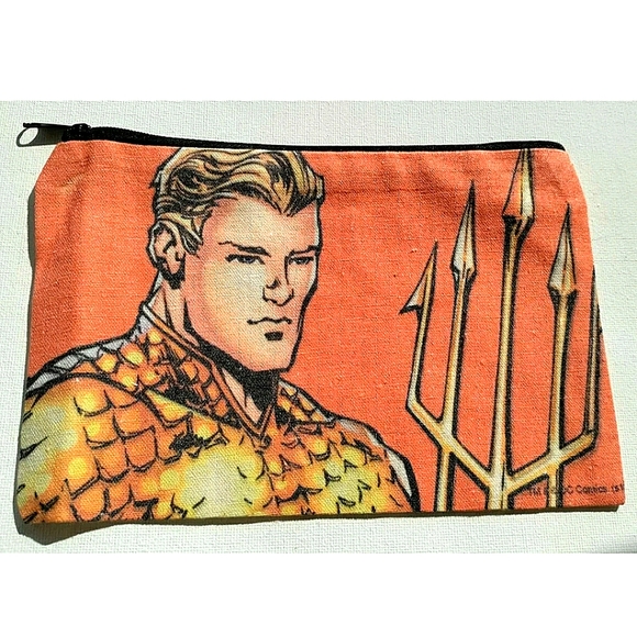 NEW! DC Vintage Aquaman Cosmetic Makeup Bag / Pouch. Small Items, Pencils, etc., - Picture 5 of 5
